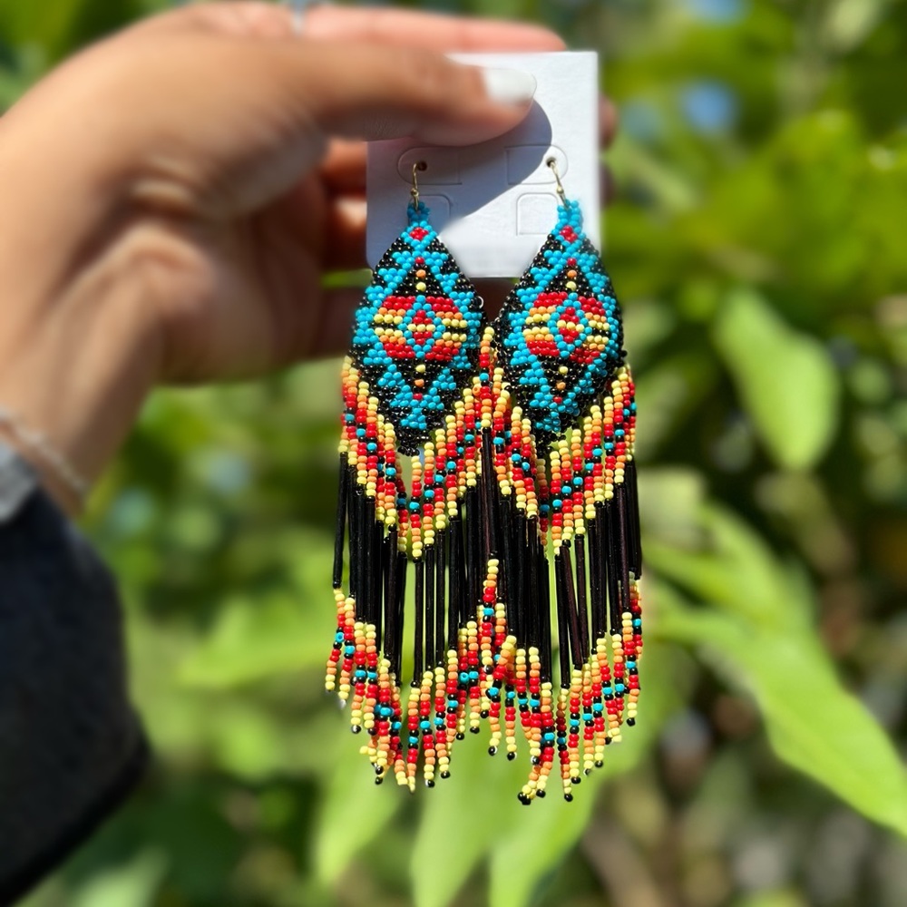 Seed bead native inspired earrings